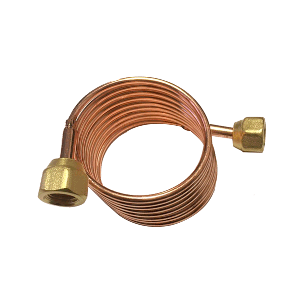 Tubo de cobre capilar 1/8 pulg 1.5 mts con copas RGC