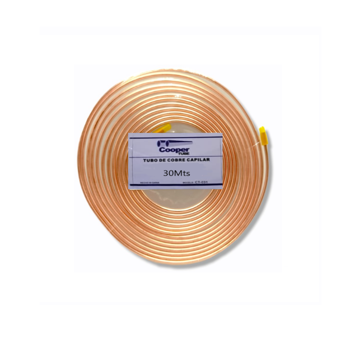 Tubo de cobre capilar 0.042 pulg 30 mts COPPER TUBE