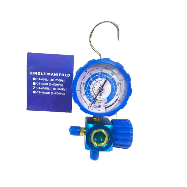 Manometro con manifold baja R-134a - R-22 azul RTSM-1001 RGC sin manguera