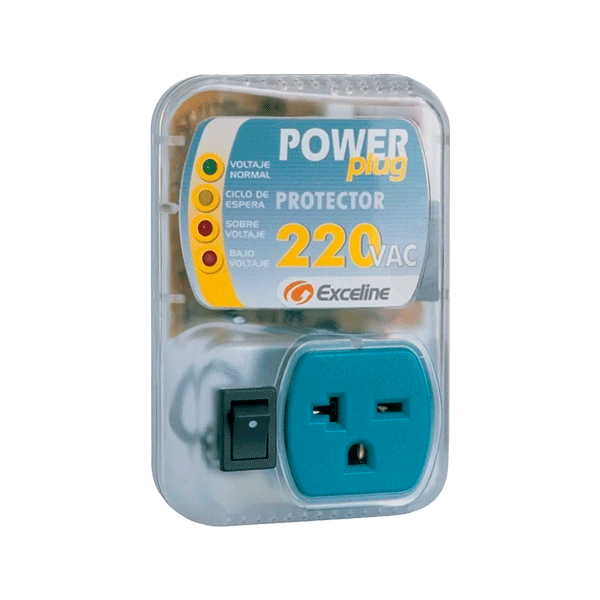 Protector electronico a/a 220v con enchufe power plug exceline