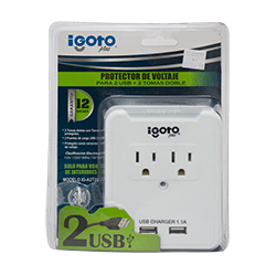 Protector electronico domestico 110v ig-a2t2u igoto 2 tomas 2 cargador usb