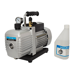 Bomba vacio 1/6 HP  1.2 cfm 110V 2 etapas 2vp-0.5 RGC con adaptador vacuometro 30mic