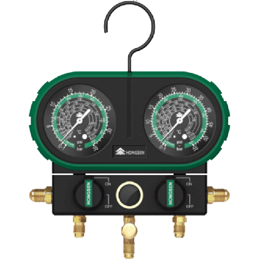 [19450041] Manifold R-22 R-134a R-404a R-410a R-600 with hose and adapter HONGSEN